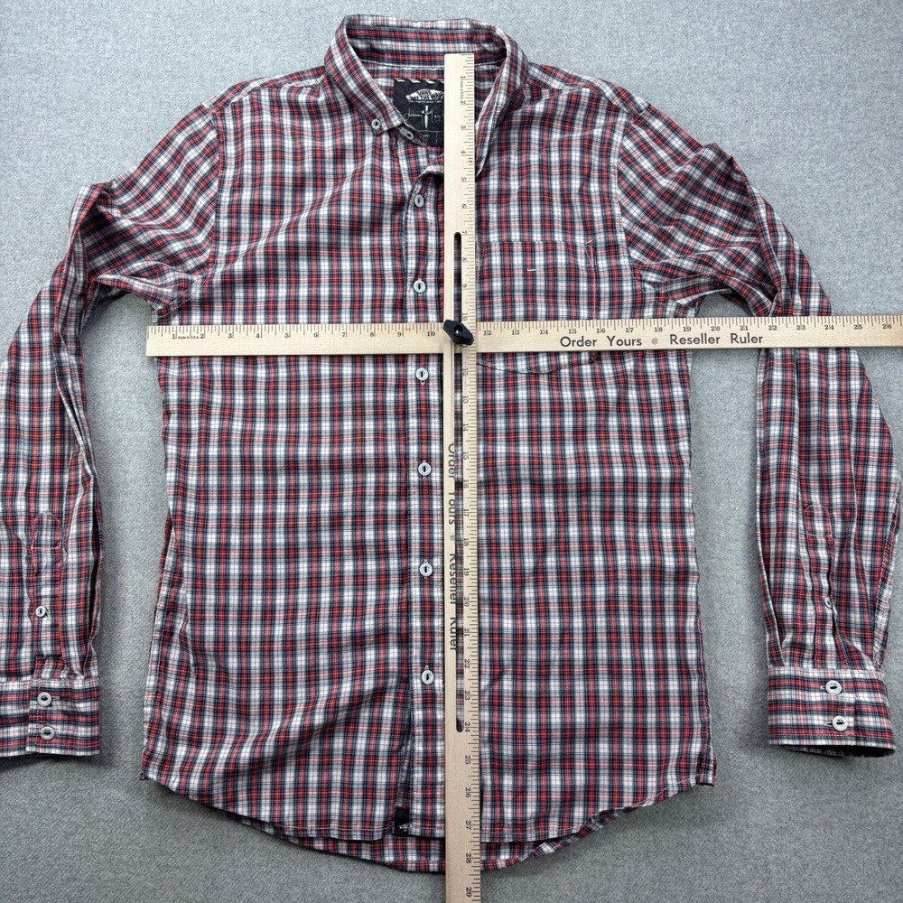 Vans Johnny Layton Plaid Button Up Shirt Mens Small Red Skateboarding Skater - Picture 4 of 7